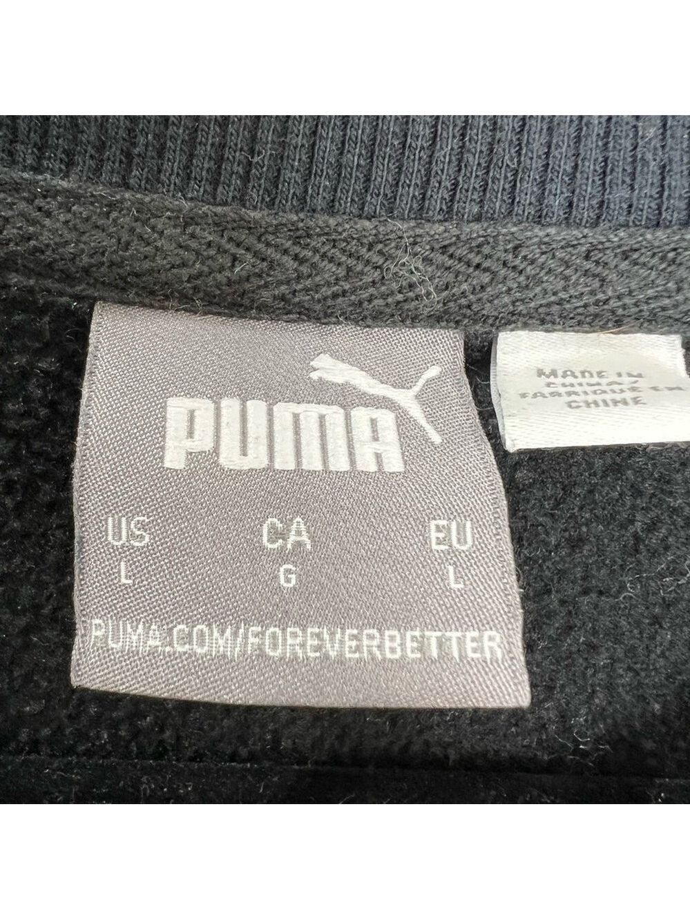 PUMA black spell out crew neck sweat shirt L - Picture 8 of 11